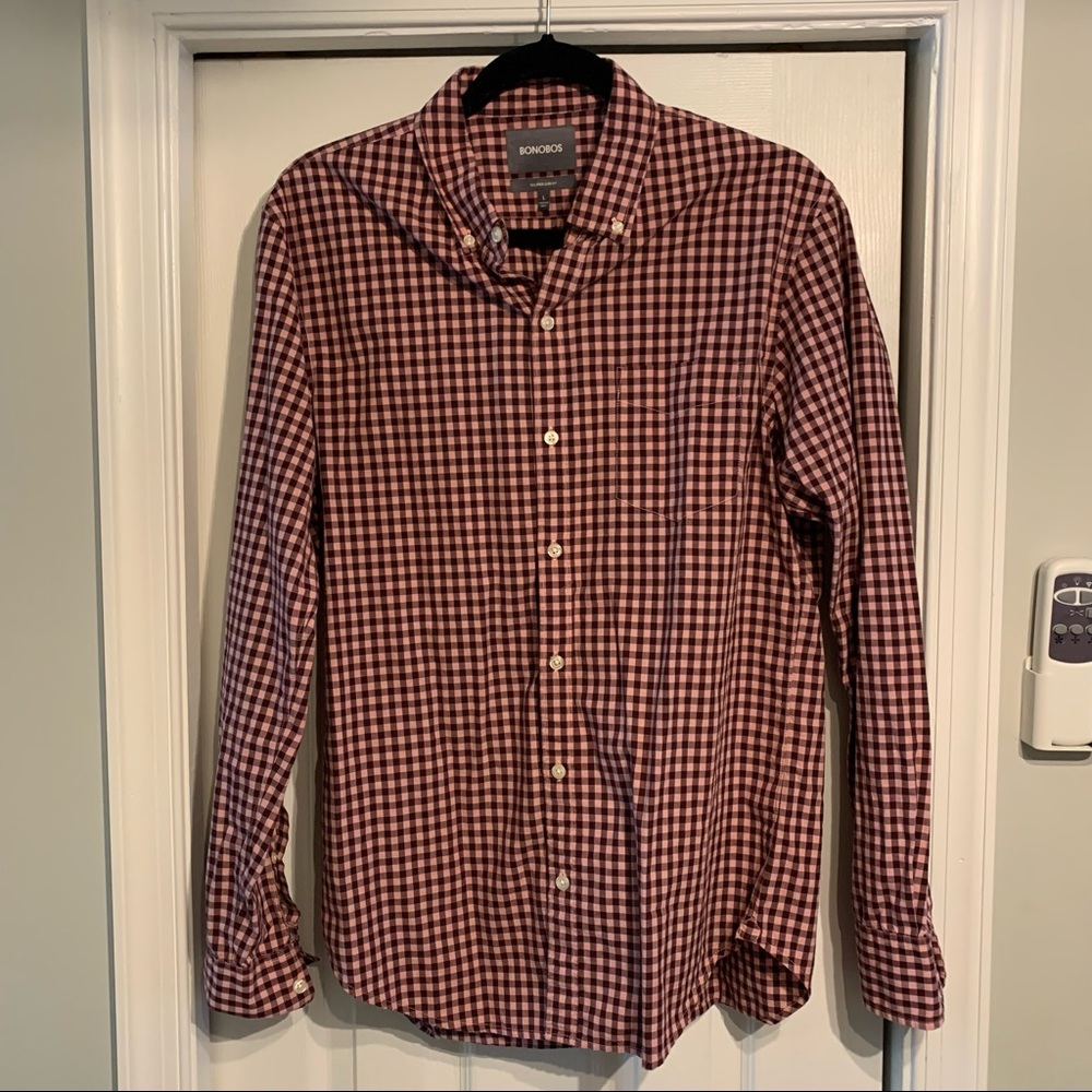 Bonobos Tailored Slim Fit Pink Checkered Button Down